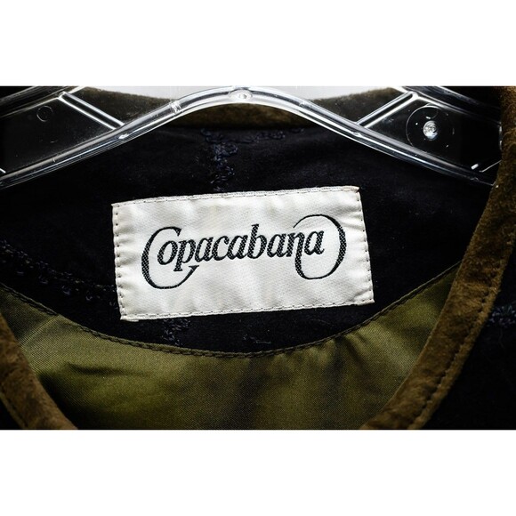 Copacabana Suede leather black quited jacket embroidered floral patchwork L 42 - Picture 2 of 7